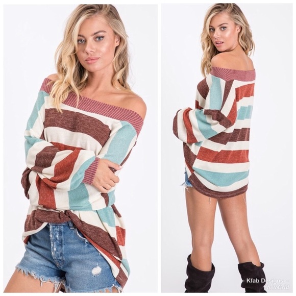 twenty second Tops - LIGHTWEIGHT STRIPED SWEATER